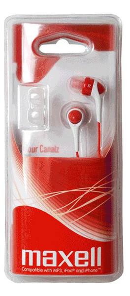 Maxell Colour Canalz Headphones Red Стереофонический Проводная Красный гарнитура мобильного устройства