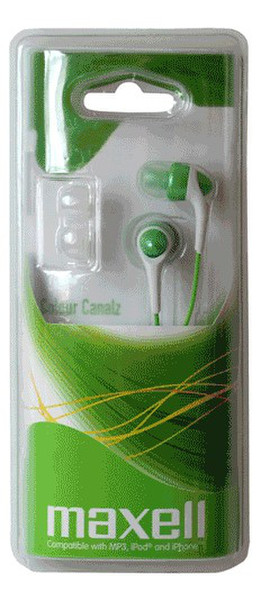 Maxell Colour Canalz Headphones Green Стереофонический Проводная Синий, Пурпурный гарнитура мобильного устройства