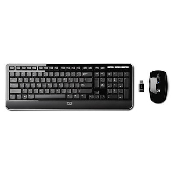 HP 2.4GHz Wireless Multi-media Keyboard and Mouse Bluetooth QWERTY Black keyboard