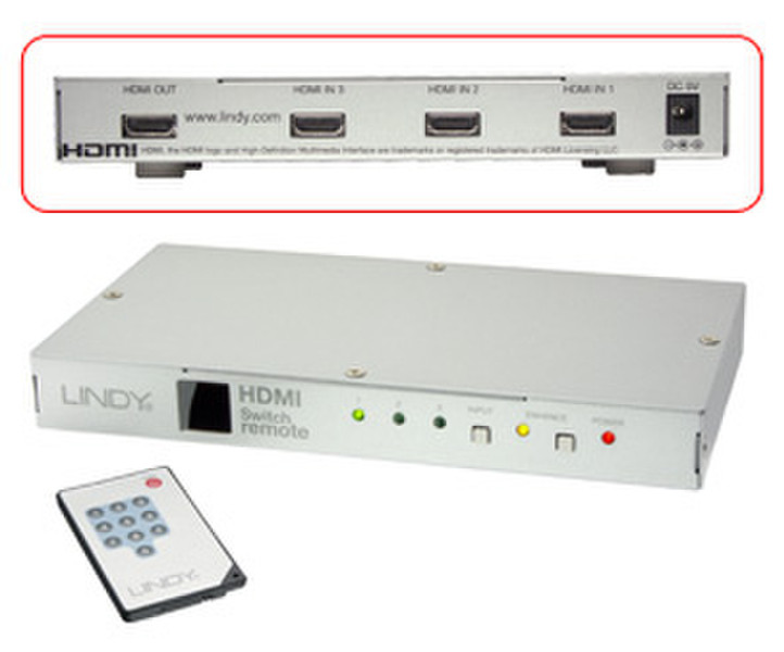Lindy HDMI Switch Remote 3:1 video mixer