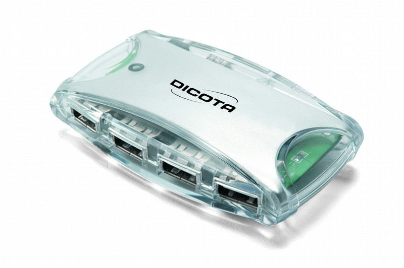 Dicota Branch 2.0 480Mbit/s Silver,transparent interface hub