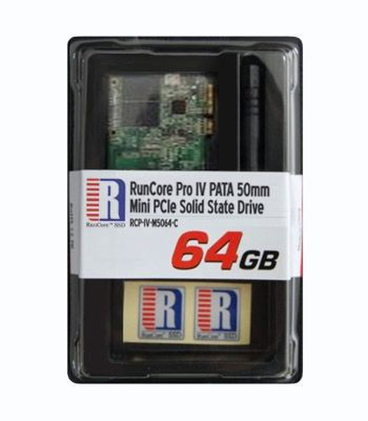 RunCore Pro IV 50mm T-Style PCI-e PATA SSD, 64GB Parallel ATA Solid State Drive (SSD)