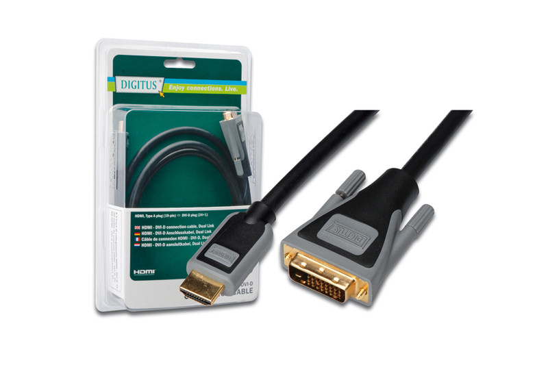 Digitus 5m HDMI / DVI cable 5m HDMI DVI-D Black