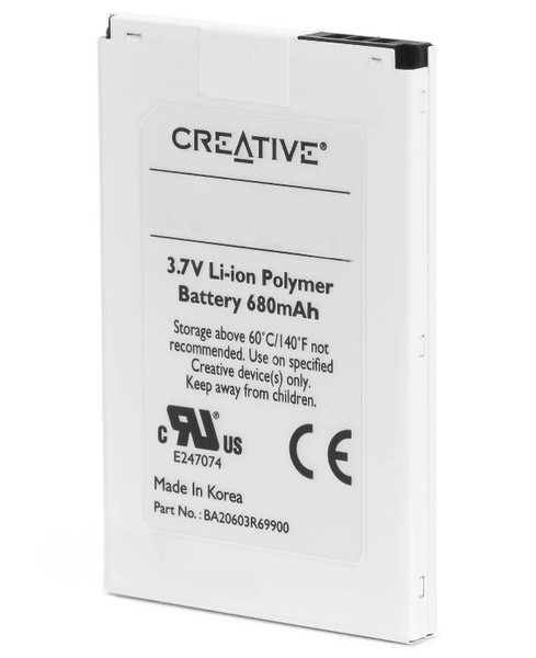Creative Labs Zen Micro Battery Lithium-Ion (Li-Ion) 680mAh 3.7V rechargeable battery