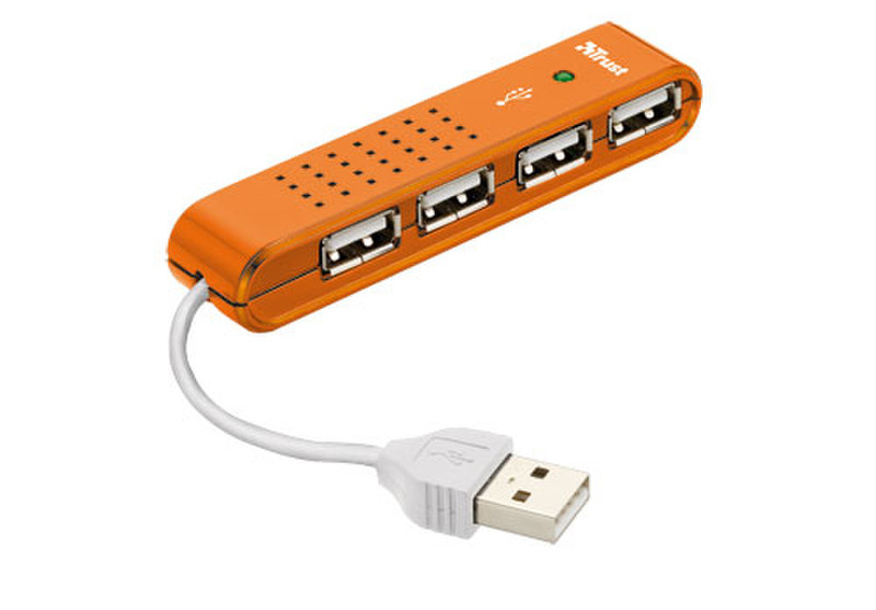 Trust Vecco 480Мбит/с Оранжевый хаб-разветвитель
