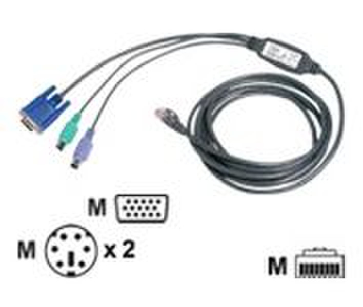 Avocent PS2 CAT 5 integrated access cable 10ft 3m Schwarz Tastatur/Video/Maus (KVM)-Kabel