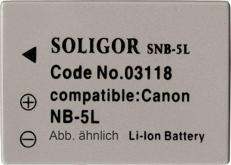 Soligor Batt. Subst. f/ Canon NB 5L Lithium-Ion (Li-Ion) 800mAh 3.7V rechargeable battery