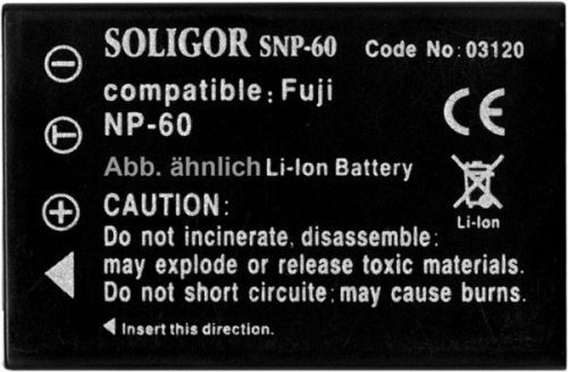Soligor Batt. Subst. f/ Fuji NP60 Lithium-Ion (Li-Ion) 900mAh 3.7V rechargeable battery