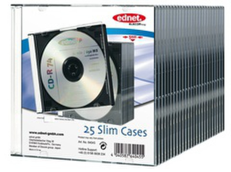 Ednet 25 CD Slim Cases 5 Mm 1Disks Schwarz