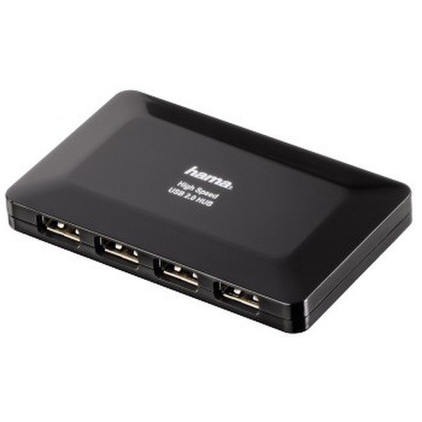 Hama 4-Port USB 2.0 Hub 480Мбит/с Черный хаб-разветвитель