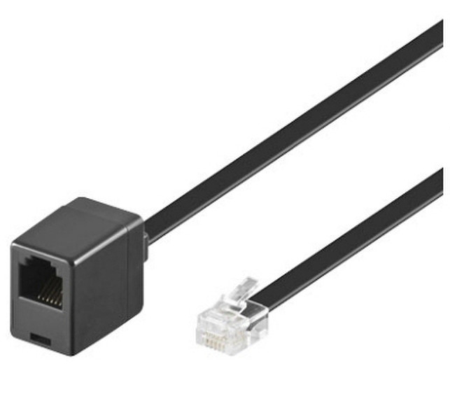 Wentronic TEL 6P6C/RJ12, 6m 6m Black telephony cable