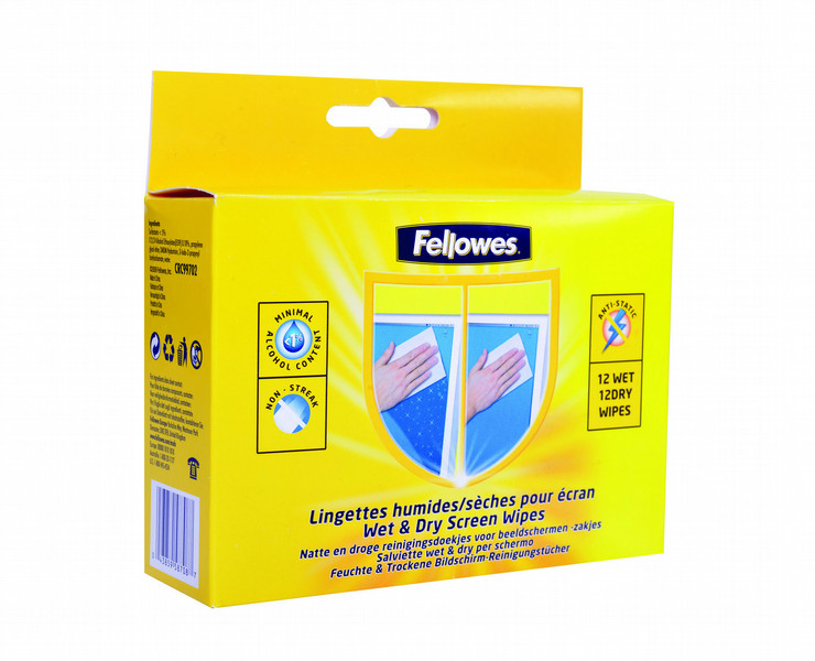 Fellowes 9970209 LCD/TFT/Plasma Equipment cleansing wet & dry cloths набор для чистки оборудования