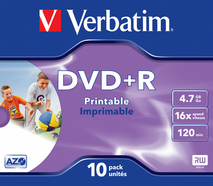 Verbatim DVD+R Wide Inkjet Printable ID Brand 4.7ГБ DVD+R 10шт