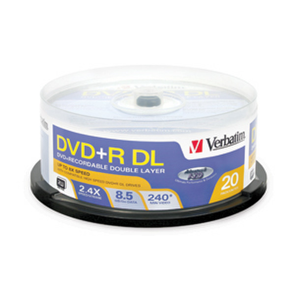 Verbatim DVD+R DL 8.5GB 2.4X Branded 25pk Spindle 8.5GB 20Stück(e)