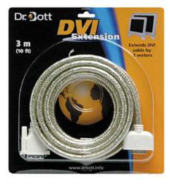 Dr. Bott DVI Extension Cable 3m 3м Cеребряный