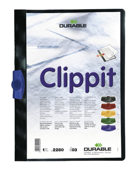 Durable CLIPPIT A4 Dark Blue Синий обложка с зажимом