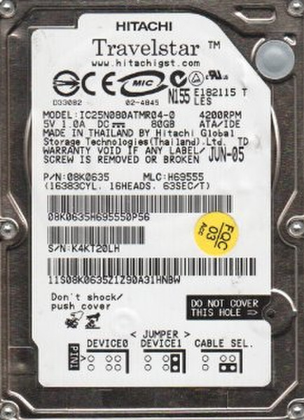 HGST Travelstar 80GN 80GB ATA5 80GB Ultra-ATA/100 Interne Festplatte