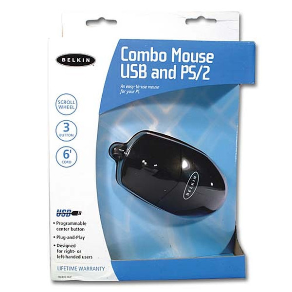 Belkin Combo Mouse USB+PS/2 Механический Черный компьютерная мышь
