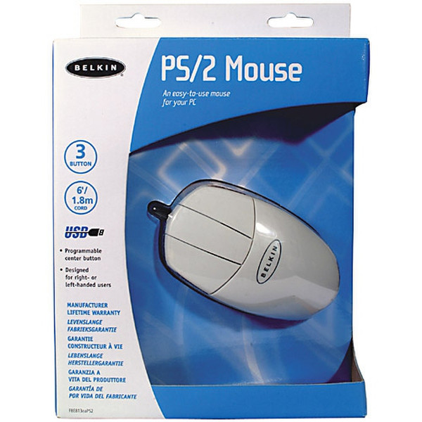 Belkin PS/2 Mouse PS/2 Механический Белый компьютерная мышь