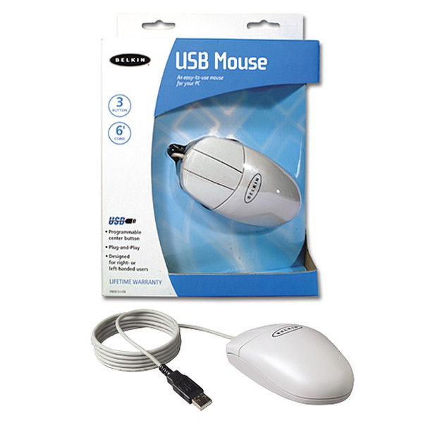 Belkin USB Mouse USB Механический Белый компьютерная мышь