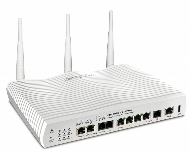 Draytek Vigor2820VSn Gigabit Ethernet Grau, Weiß WLAN-Router