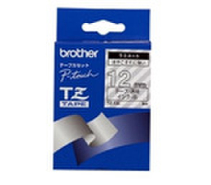 Brother Gloss Laminated Labelling Tape - 12mm, White/Clear TZ label-making tape