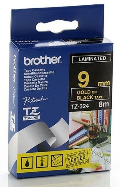 Brother TZ-324 Gold auf Schwarz TZ Etiketten erstellendes Band