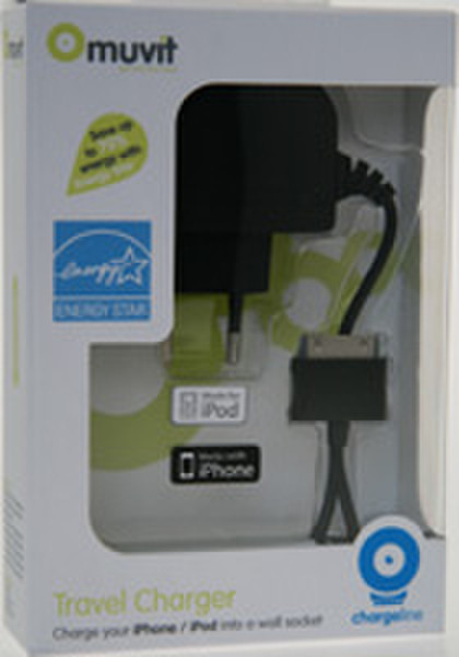 Muvit TRMIPHONEMFI Reislader voor de iPhone/iPod/iPad Indoor Black mobile device charger