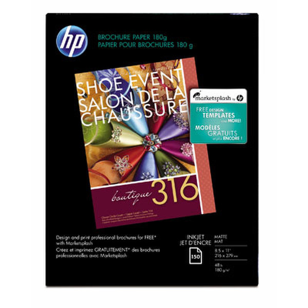 HP Inkjet Matte Brochure Paper 180 gsm-150 sht/Letter/8.5 x 11 in printing paper