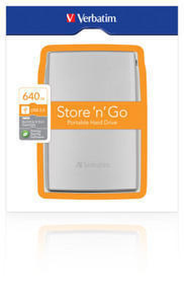 Verbatim Store 'n' Go USB 2.0 Portable Hard Drive 640GB 640GB Silver external hard drive