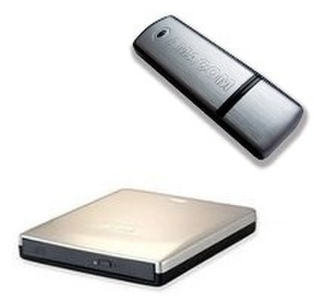Amacom Origin Storage Slimline DVD±RW Drive + 128MB Flash Key Silver optical disc drive