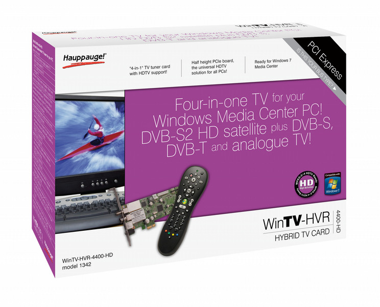 Hauppauge WinTV-HVR-4400 Eingebaut Analog,DVB-S,DVB-S2,DVB-T PCI Express