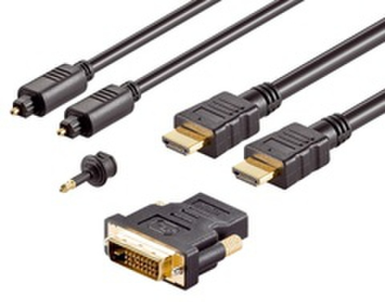 Ednet HDTV Connection Set gold 2m 2m HDMI HDMI Schwarz HDMI-Kabel