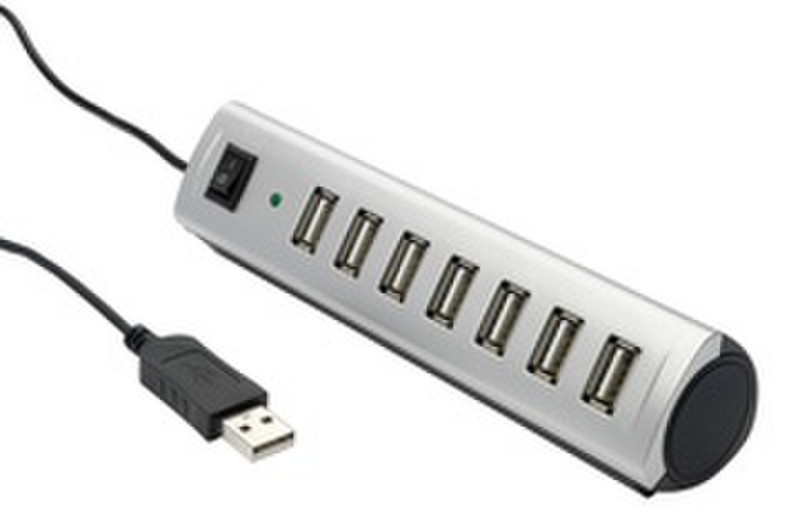 Ednet USB 2.0 HUB, 7 Port 480Мбит/с Черный, Белый хаб-разветвитель