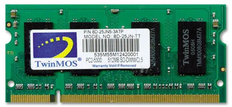 Twinmos 512MB PC2-5300 / DDR2-667 200 Pin 0.5ГБ DDR2 667МГц модуль памяти