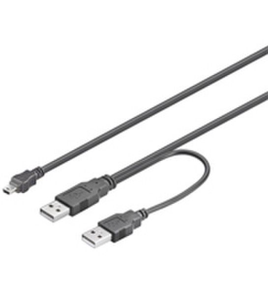 Wentronic USB MINI-B 5 pin 100 Y-Power 1m PL 1m USB A Mini-USB B Black USB cable