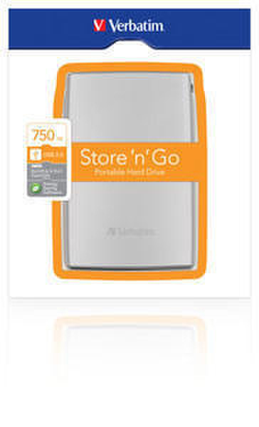 Verbatim Store 'n' Go USB 2.0 Portable Hard Drive 750GB 750ГБ Cеребряный внешний жесткий диск