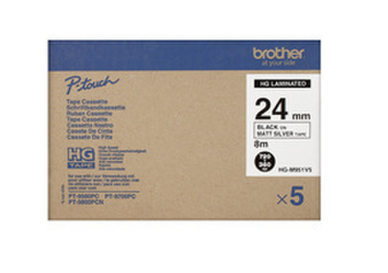 Brother HGM951V5 Black,Silver HG printer label