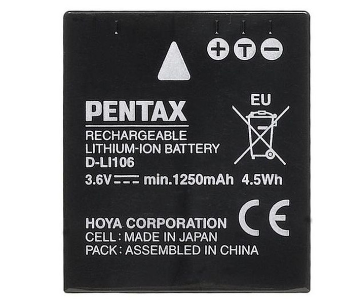 Pentax D-Li106 Литий-ионная (Li-Ion) 1250мА·ч 3.6В аккумуляторная батарея
