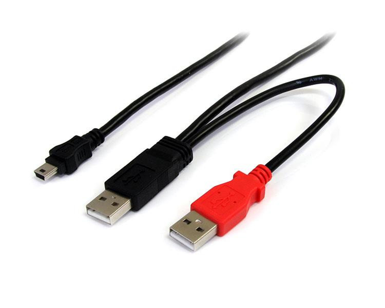 StarTech.com USB2HABMY6 1.8м Mini-USB B 2 x USB A Черный, Красный кабель USB