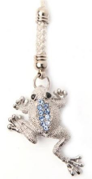 Tatch Frog With Blue Crystals Синий, Cеребряный брелок для мобильного телефона