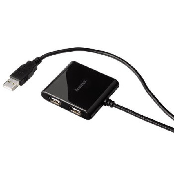 Hama USB 2.0 Hub 480Мбит/с Черный хаб-разветвитель