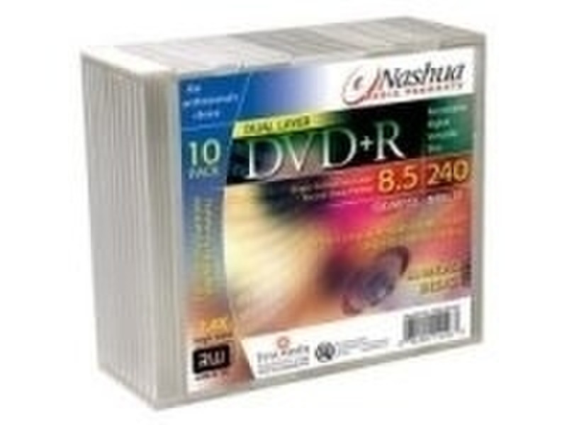 Nashua 10-pack DVD+R, slimcase 120min./4.7GB, 16x 4.7ГБ DVD+R 10шт
