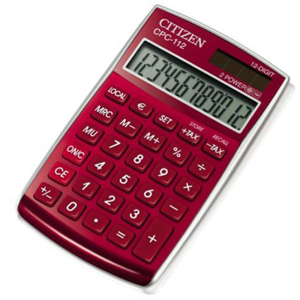 Citizen CPC-112 burgundy, blister Pocket Basic calculator Red