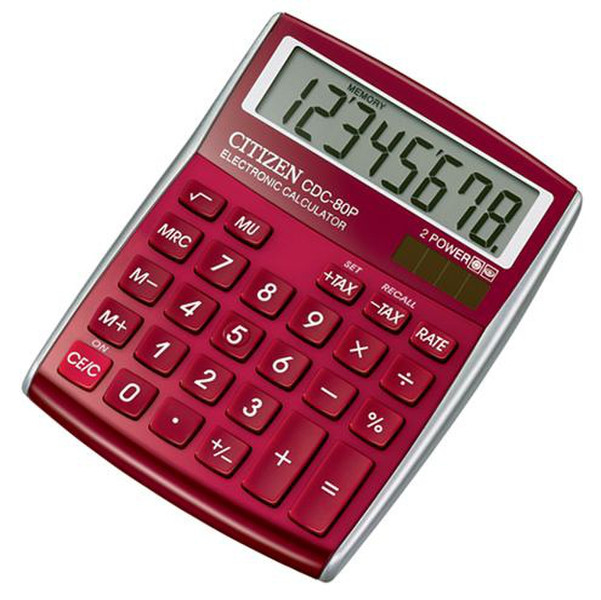 Citizen CDC-80 burgundy, blister Настольный Basic calculator Красный