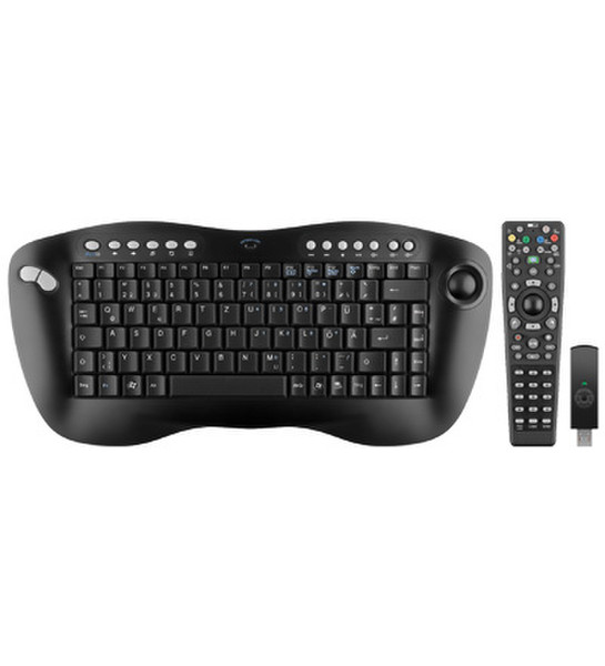 Wentronic KBT-200 DE Keyboard + Trackball RF Wireless Schwarz Tastatur