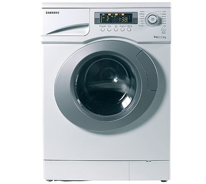 Samsung Q1657VGW Washing machine Отдельностоящий Вертикальная загрузка 7.5кг 1600об/мин A+ Cеребряный, Белый стиральная машина