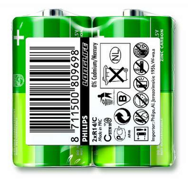 Philips Longlife C Alkaline Battery Alkaline 1.5V non-rechargeable battery