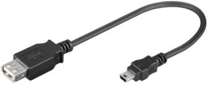 Wentronic 0.2m USB 2.0 0.2м USB A Mini-USB B Черный кабель USB