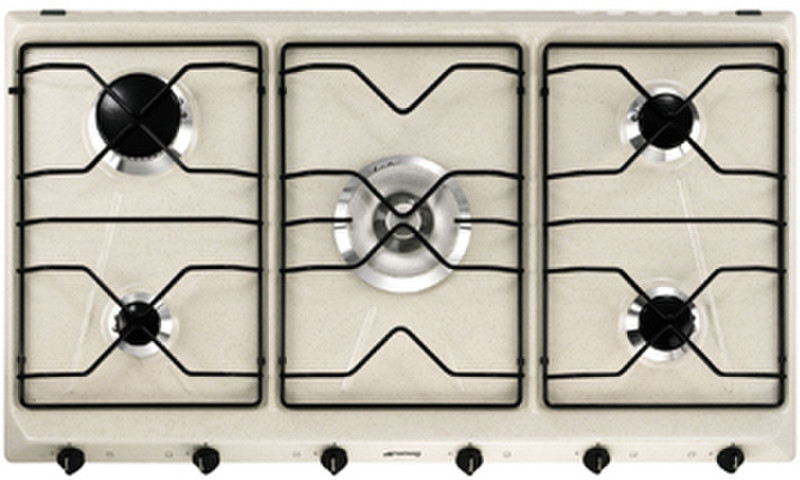 Smeg SRV596AV6 Встроенный Gas hob Кремовый плита